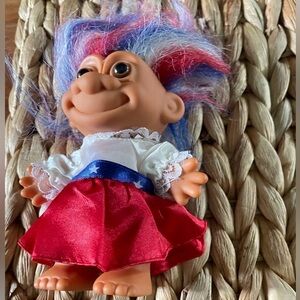 Vintage Treasure Trolls Red, White, & blue Hair and Americana outfit